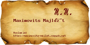 Maximovits Majlát névjegykártya